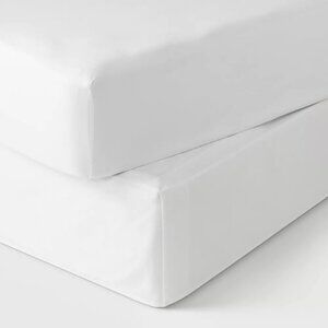 Room Essentials Queen Size 60" x 80" Cotton Sateen White Bed Skirt -- 15" Drop